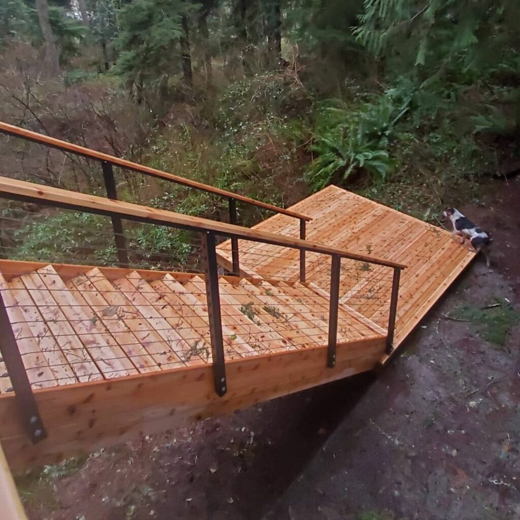 Natural Wood Deck With Steel Cable Railing 3 Brothers Decking