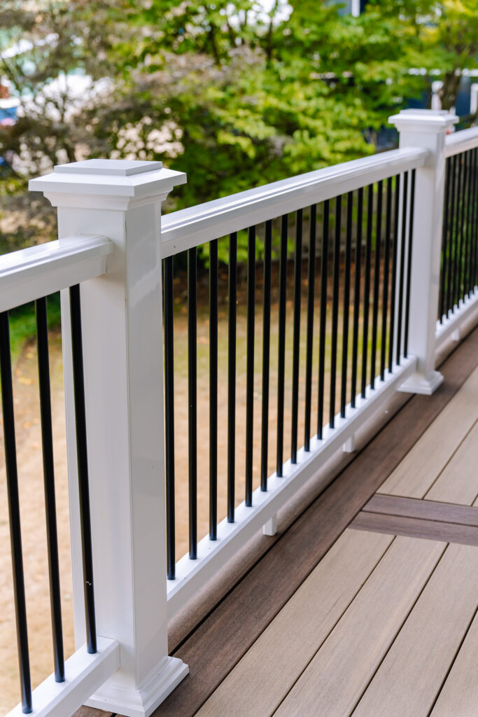 Traditional Composite Railing with Two-toned Deck and Pergola in ...