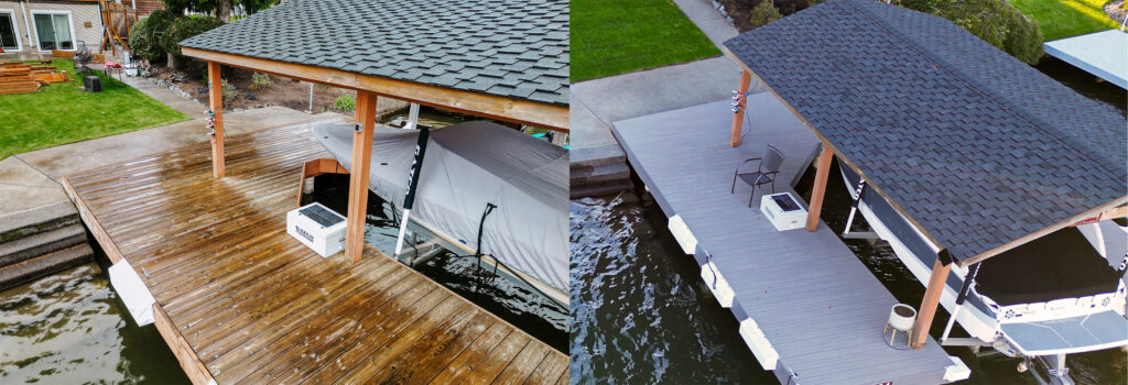 before and after dock reconstruction transformation 