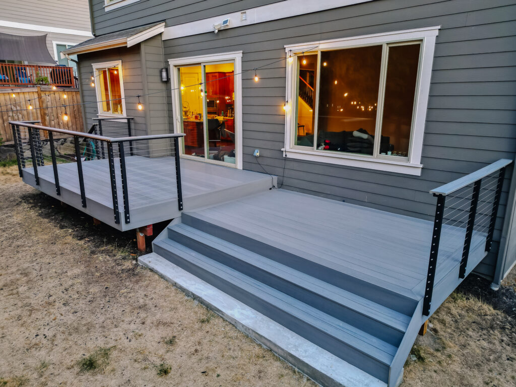 floating deck with cable railing
