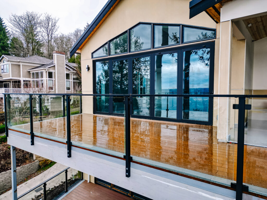 Matte Black Framed Glass Railing for outdoor deck or balcony
